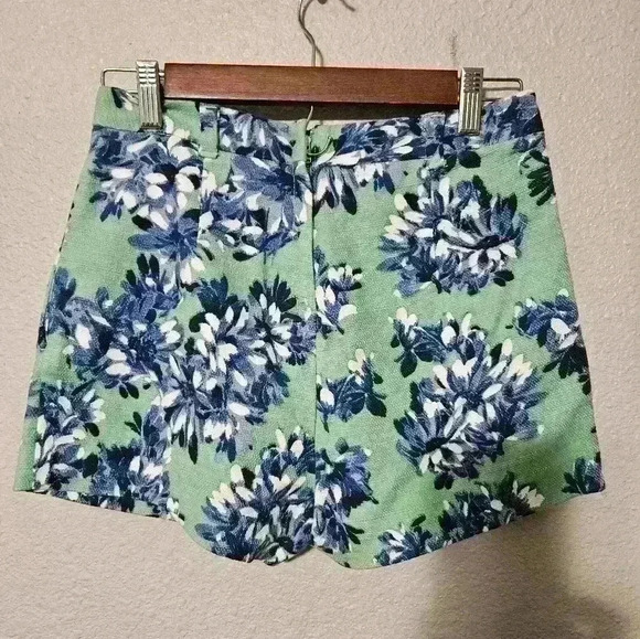 NWT J. Crew Green and Blue Botanical Floral Twill Shorts - Picture 1 of 5